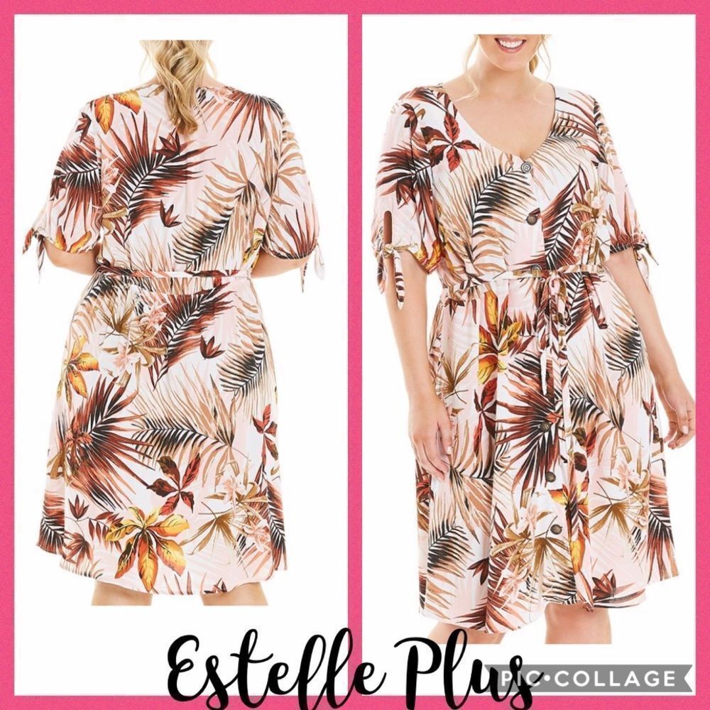 NWT Estelle Plus printed button front dress 3X